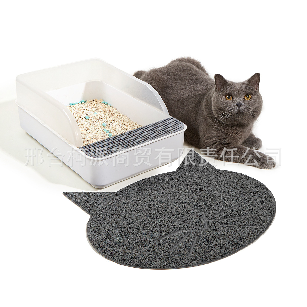 宠物用品供应 PVC猫砂垫 可爱猫头图案塑料地垫 宠物脚垫 猫厕所垫 清洁方便地垫