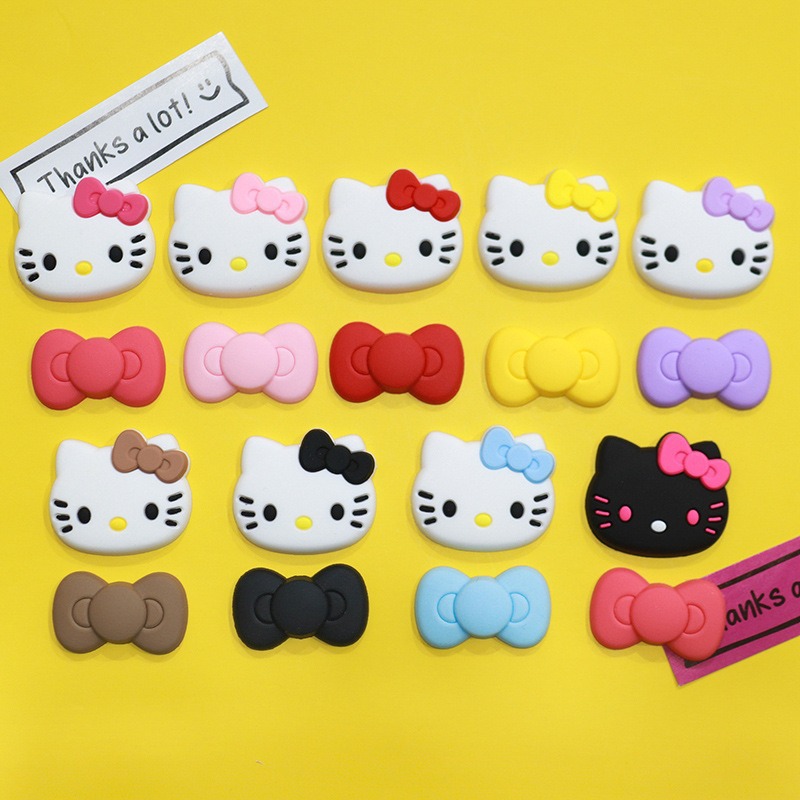 Kitty KT Cat size DIY soft glue three-dimensional sticker water cup phone case Slippers decorative sticker bow shape diy accessories beautiful practical cute Application Scenario