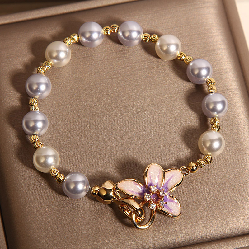 A super fairy-like forest-themed wisteria flower pearl bracelet for girls, an exquisite and fashionable pearl bracelet on Instagram. A gift bracelet for your best friend Specification image