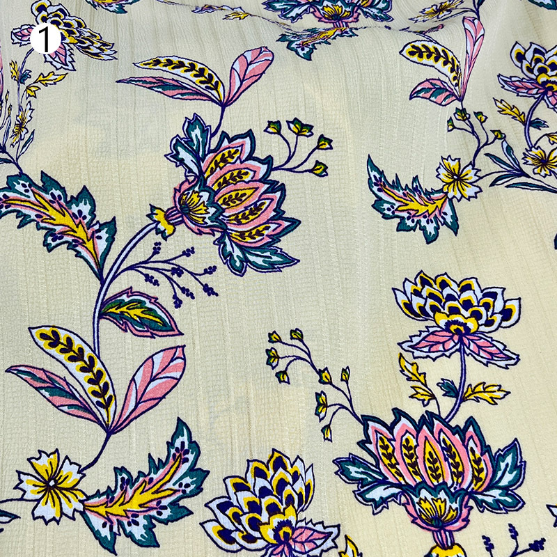 Wave stripe flower print dress, beach series, sun protection fabric, foreign trade clothing, textile tie-dyed fabric print style dress details Picture