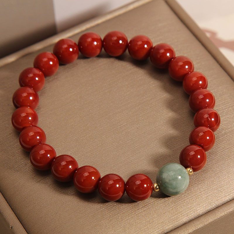 南红玛瑙手链女ins小众轻奢复古翡翠玉石串珠手串送女友闺蜜礼物
