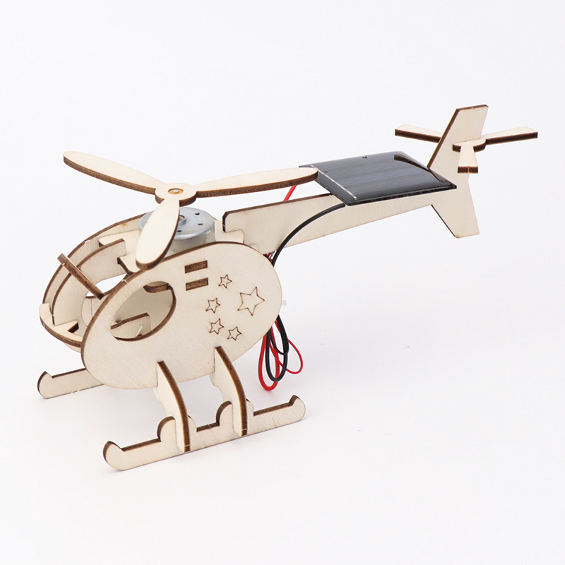 Solar-powered helicopter DIY technology small project, children's wooden assembly aircraft model, STEAM Maker Experiment Pendant gift set Application Scenario