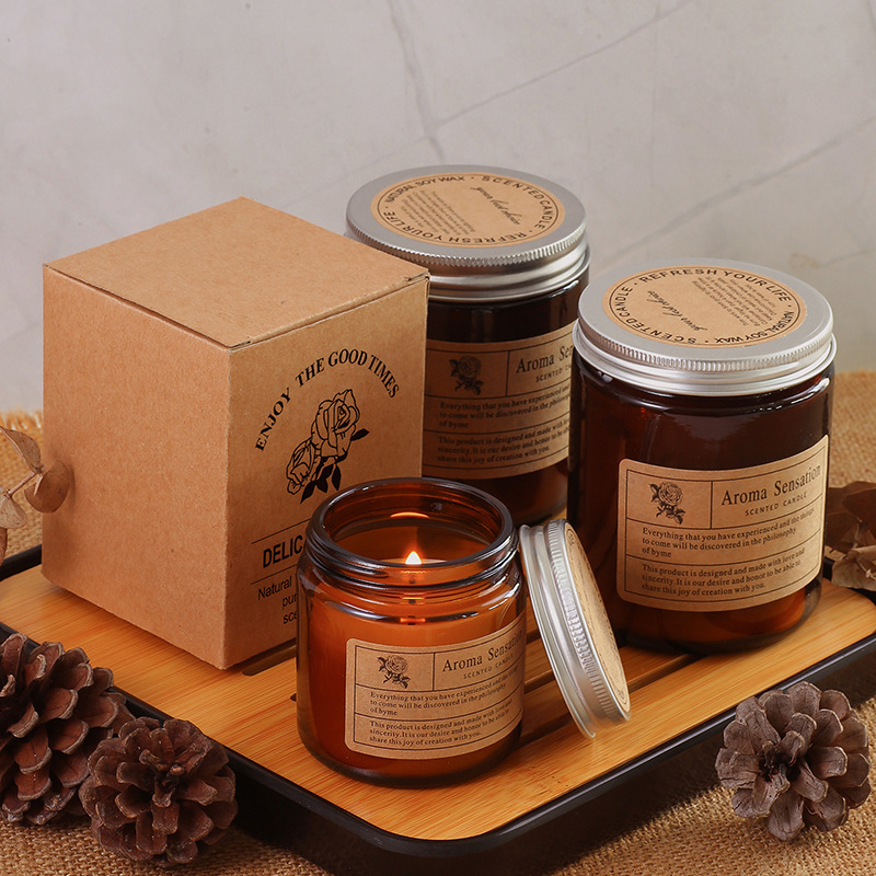 Cross-border wholesale packaging of smokeless scented candles, handcrafted soy-based scented glass jars, essential oil souvenirs details Picture