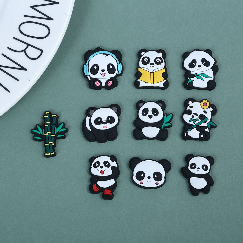 Cartoon PVC soft plastic Panda series mobile phone case Crocs Shoe Buckle Pencil Case storage box DIY accessories Cute Panda Shoe decoration mobile phone case decoration DIY creative accessories full figure