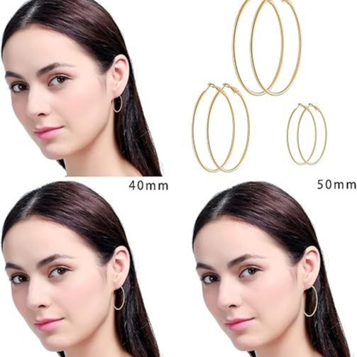 Amazon cross-border direct mail stainless steel gold-plated large circle earrings, women's stud earrings, titanium steel earrings, simple and fashionable earrings Specification image