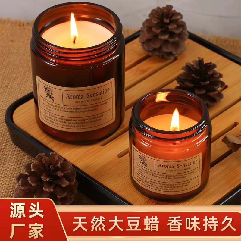 香薰蜡烛无烟手工大豆香氛玻璃罐精油伴手礼跨境批发包装