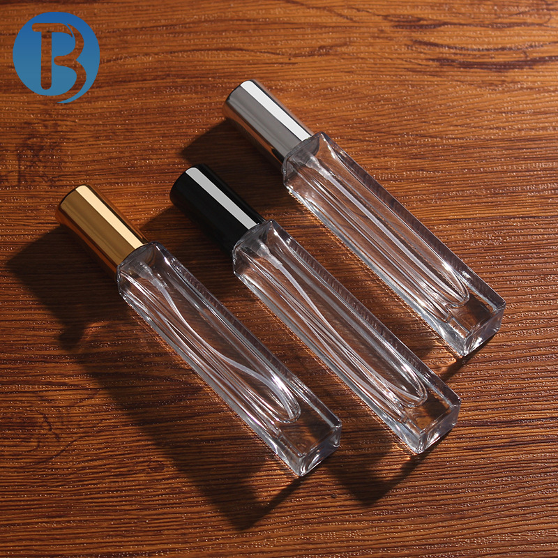 10ml high-end portable aluminum foil thick-bottomed screwed perfume refill bottle glass spray bottle empty bottle round and square design, beautiful and practical Specification drawing