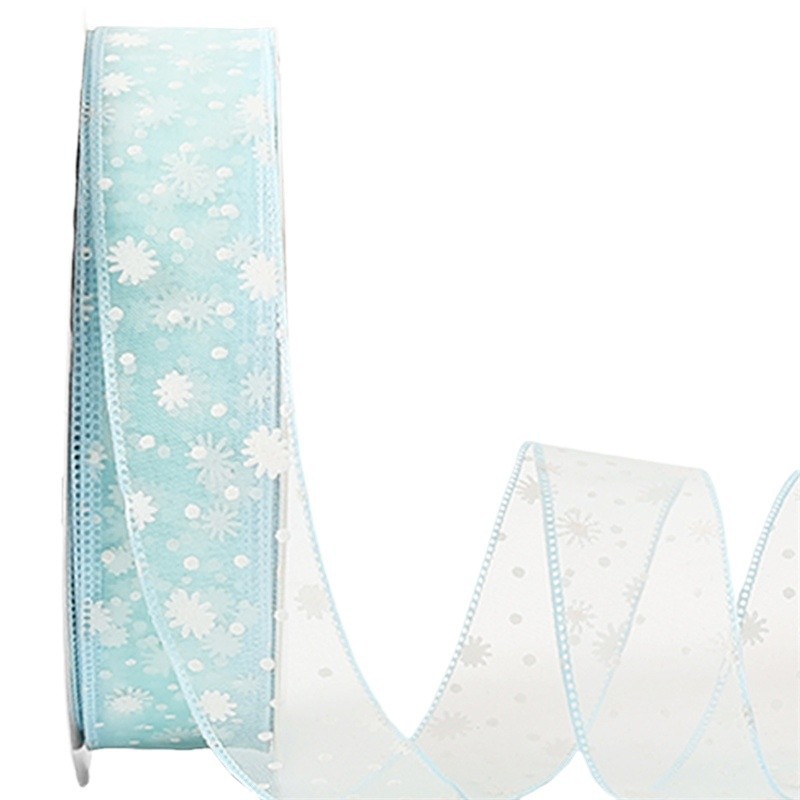 Starlight snowflake mesh tape 2.5cm baking gift box packaging, flower decoration material, polyester gift packaging products Item Picture