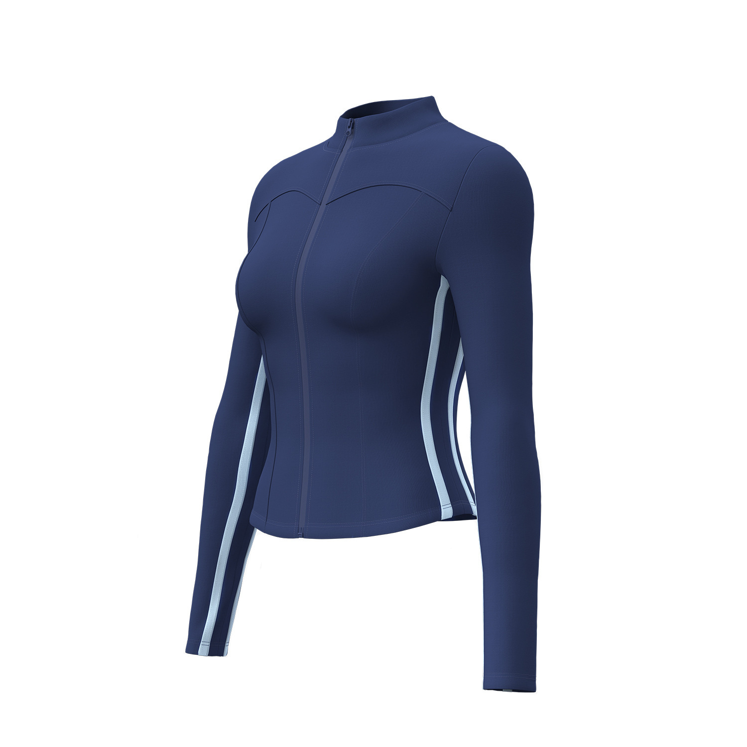 25 New linear stand-up collar sports jacket for women, long-sleeved running, yoga, fitness, casual outdoor sportswear Item Picture