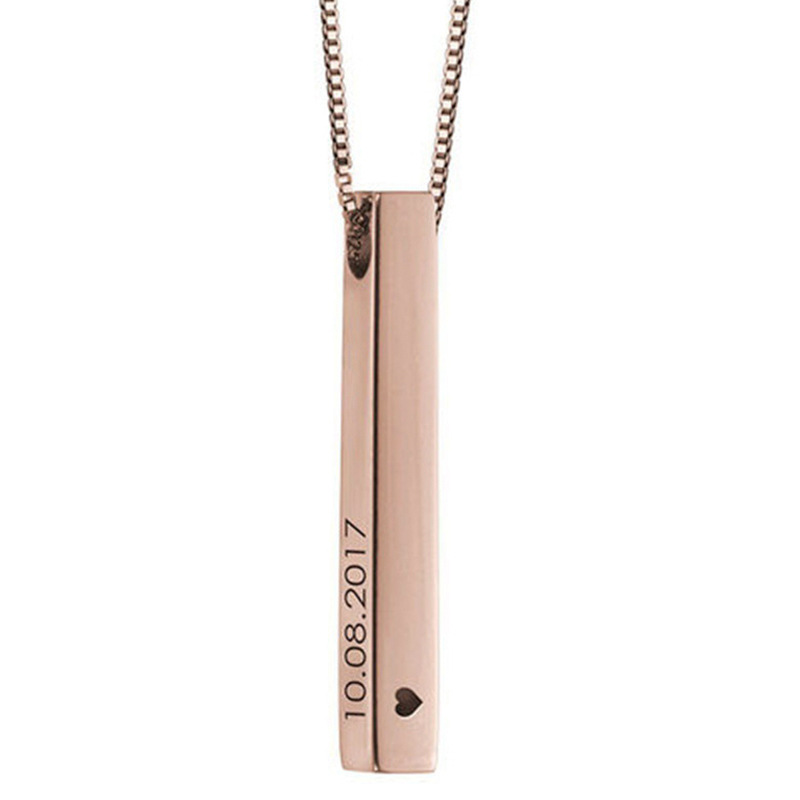 Cross-border titanium steel necklaces, high-appeal jewelry wholesale, Yiwu accessories, engraved square and long strip accessories, fashionable, trendy and personalized necklaces Item Picture