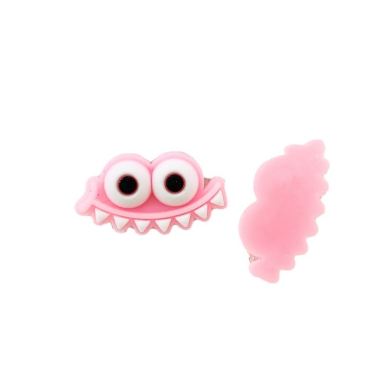 Cartoon funny big eyes teeth PVC soft patch DIY accessories Crocs Shoes flower mobile phone case refrigerator sticker cute creative accessories Item Picture