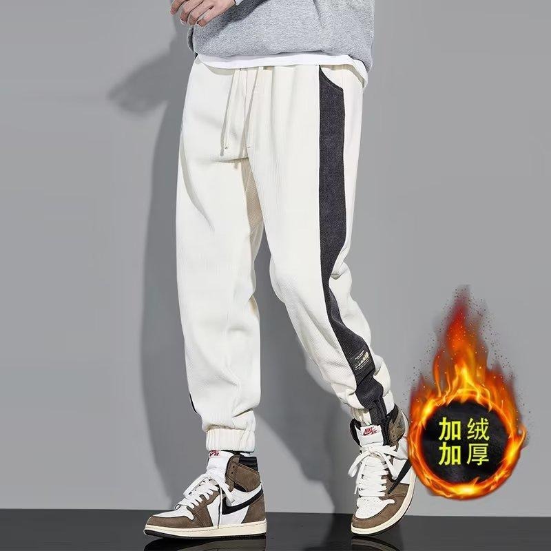 The 2025 new color-blocked corduroy men's casual pants, spring and autumn with added fleece and thickened loose and versatile long pants for men Specification image