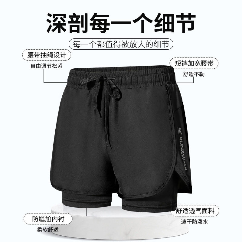 Men's professional swimming trunks set, double-layer anti-embarrassment quick-drying swimsuit, loose lining, suitable for hot spring swimming. Trendy men's swimsuit style details Picture