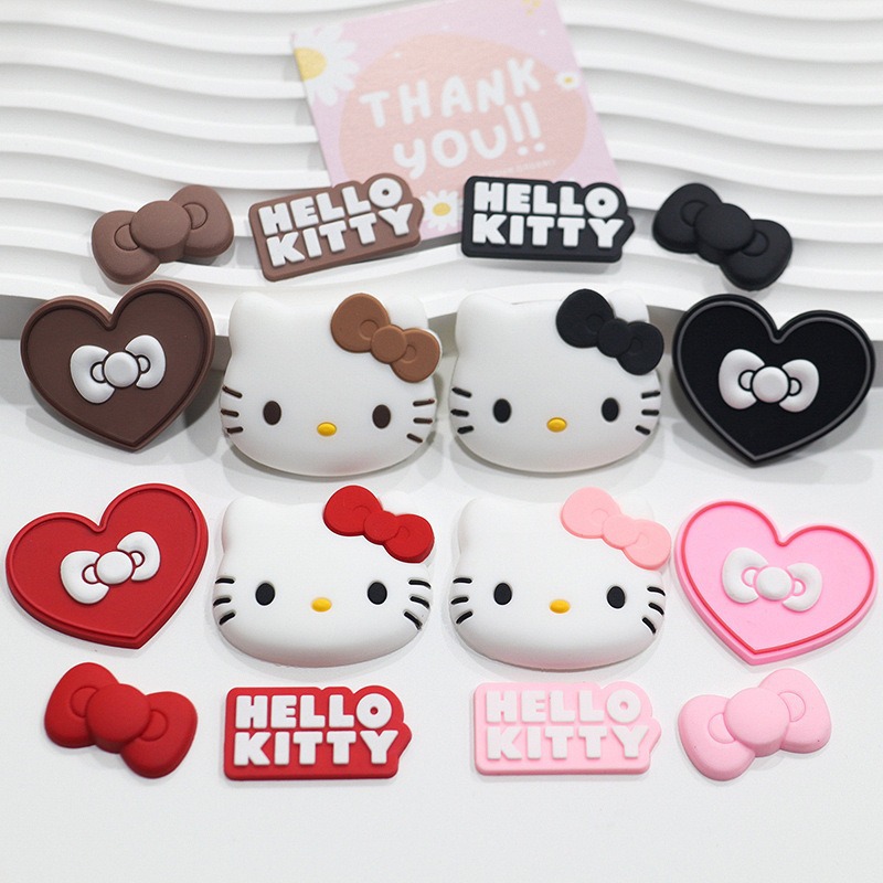 Pink large KT Cathead 3D soft glue DIY mobile phone case water cup decorative accessories storage box slipper buckle accessories Creative diy decorative accessories patch Specification drawing