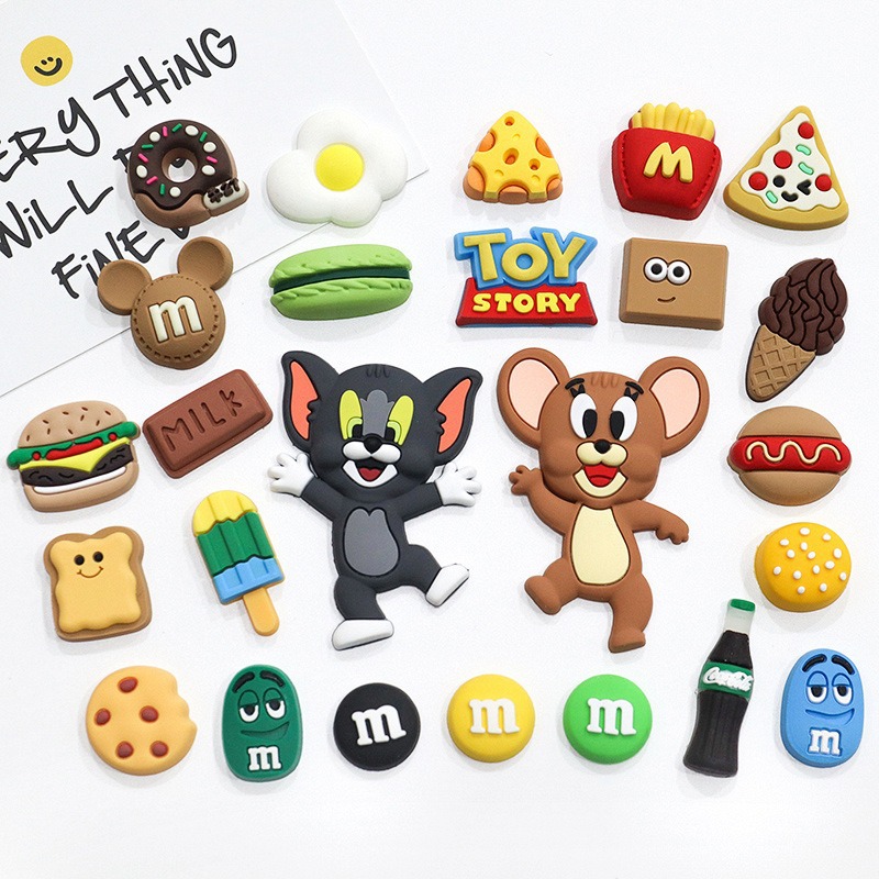 TOM Tom and Mouse Tom Jerry DIY Crocs buckle soft glue accessories Phone case water bottle decorative stickers DIY accessories set Creative cute cartoon characters Specification drawing