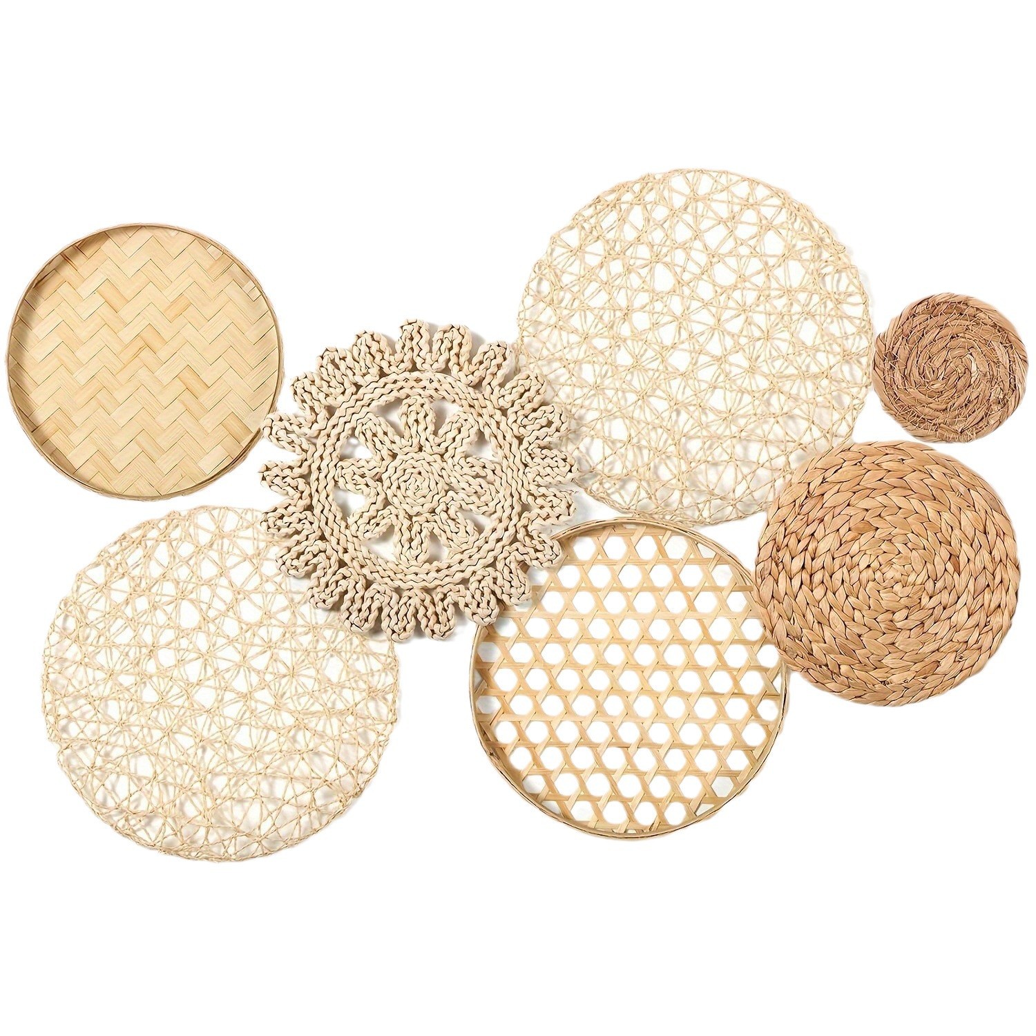 Hand-woven straw wall decoration and hanging ornament set, papyrus, gourd grass, corn husk hanging piece, Bohemian folk wall hanging and wall decoration, elegant artistic taste home decoration Item Picture