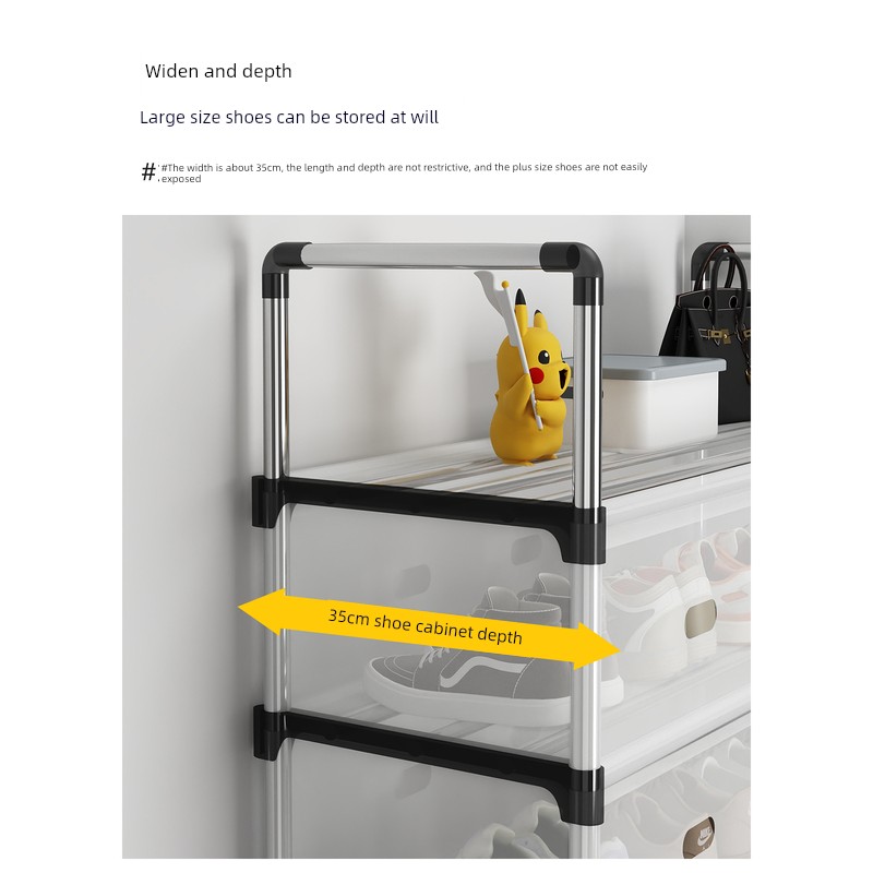 Multi-layer household dust-proof simple shoe cabinet, sturdy shoe storage rack, outdoor rainproof shoe rack for rental house details Picture