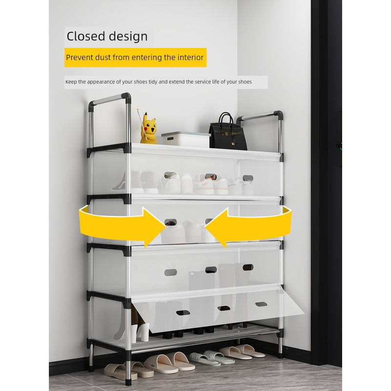 Multi-layer household dust-proof simple shoe cabinet, sturdy shoe storage rack, outdoor rainproof shoe rack for rental house