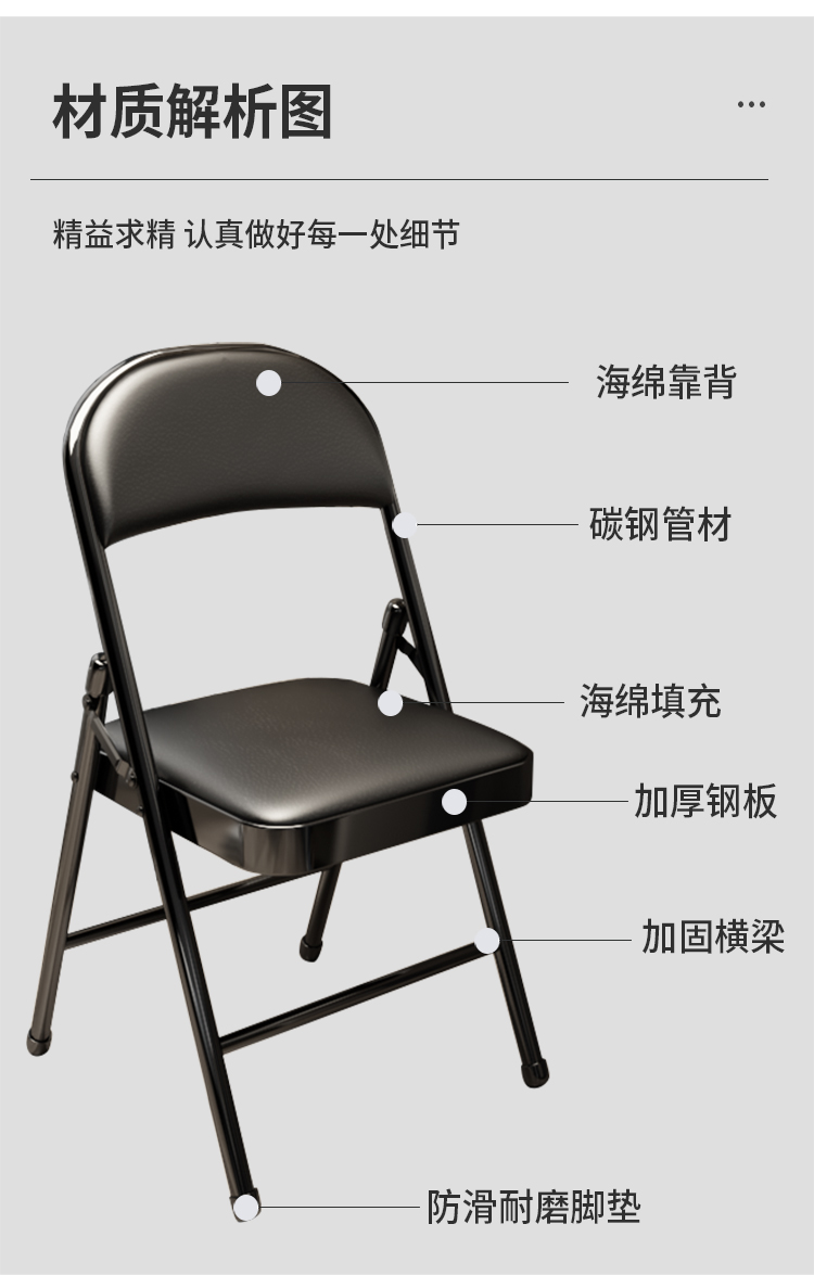 简易凳子靠背椅家用折叠椅子便携办公椅会议椅电脑椅餐椅宿舍椅子详情13