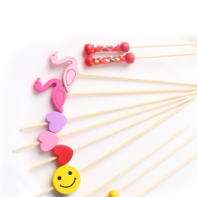 一次性水果签彩色竹签创意工艺鸡尾酒冷菜果盘装饰拼盘艺术签包邮详情14