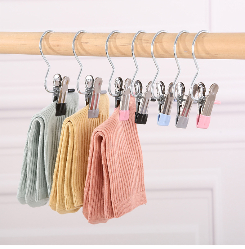 3字型夹子挂钩多功能帽子收纳旋转晾晒夹金属强力衣服挂夹包胶夹