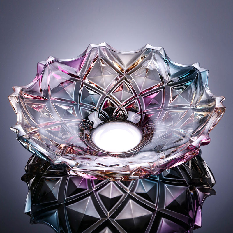 轻奢欧式创意水晶玻璃琉璃色水果盘高颜值客厅茶几大号果盘