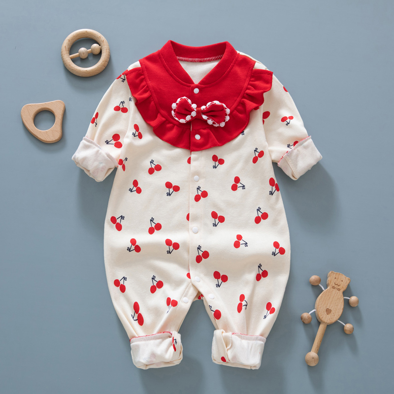 洋气公主女宝宝连体衣春秋薄款3新生儿外出哈衣爬服0-1岁婴儿衣服详情2