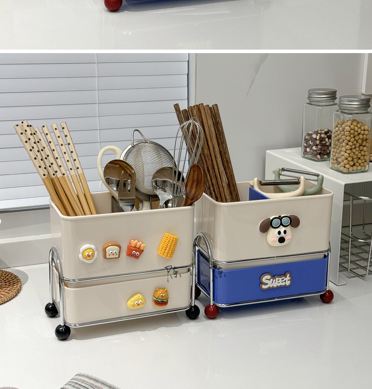 Chopstick storage box, household soup spoon storage, creative high appearance level countertop 筷笼 kitchen draining chopstick basket, chopstick holder pic 10
