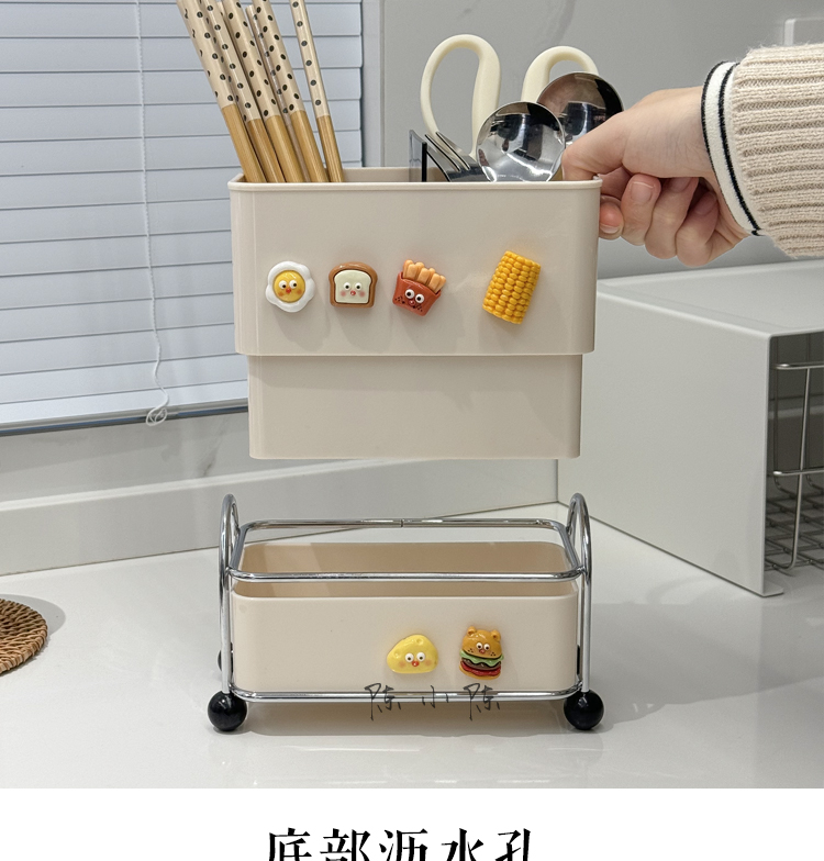 Chopstick storage box, household soup spoon storage, creative high appearance level countertop 筷笼 kitchen draining chopstick basket, chopstick holder pic 5