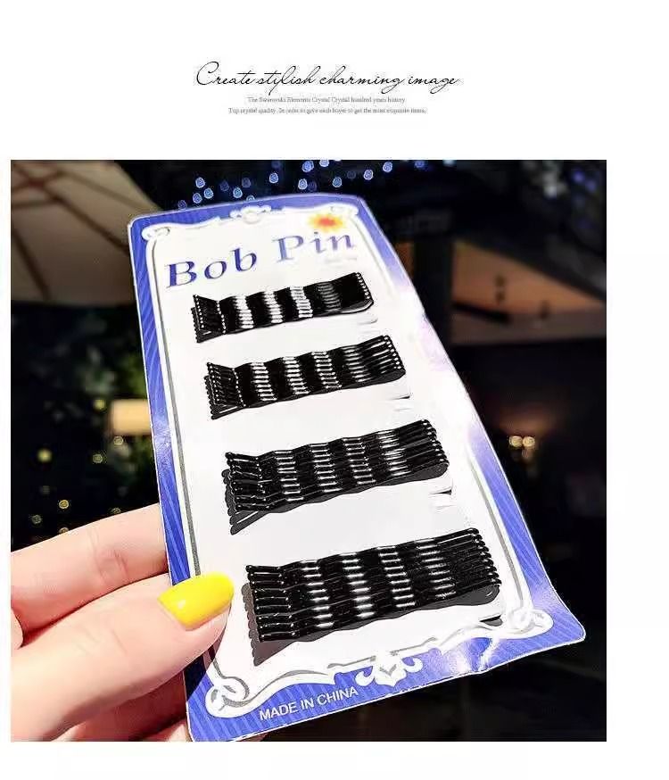 Blue card, black straight clip, steel clip, hair clip, no paint peeling, bangs clip, small hair clip, hair accessory, hair clip factory direct sales pic 6