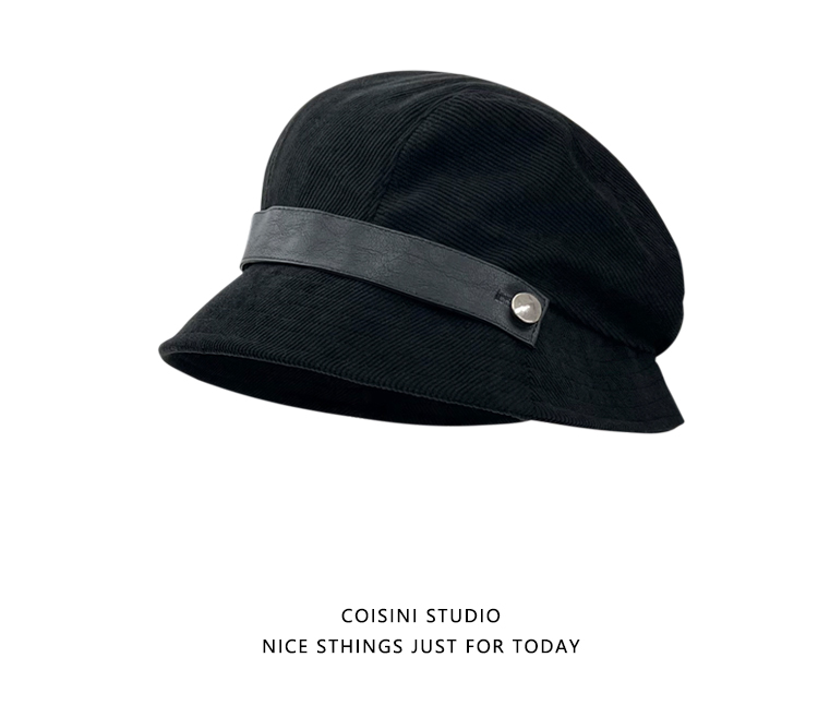 高品质灯芯绒渔夫帽子女秋冬季新款休闲百搭显脸小一帽多戴小礼帽详情33