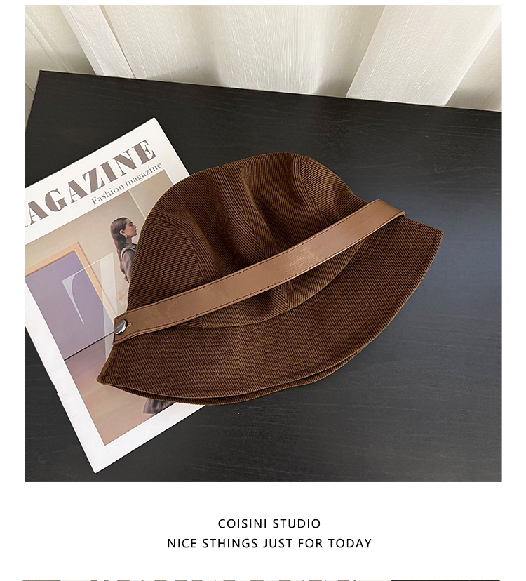 高品质灯芯绒渔夫帽子女秋冬季新款休闲百搭显脸小一帽多戴小礼帽详情36