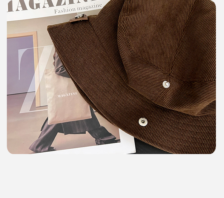 高品质灯芯绒渔夫帽子女秋冬季新款休闲百搭显脸小一帽多戴小礼帽详情28