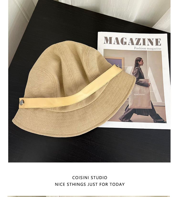 高品质灯芯绒渔夫帽子女秋冬季新款休闲百搭显脸小一帽多戴小礼帽详情42