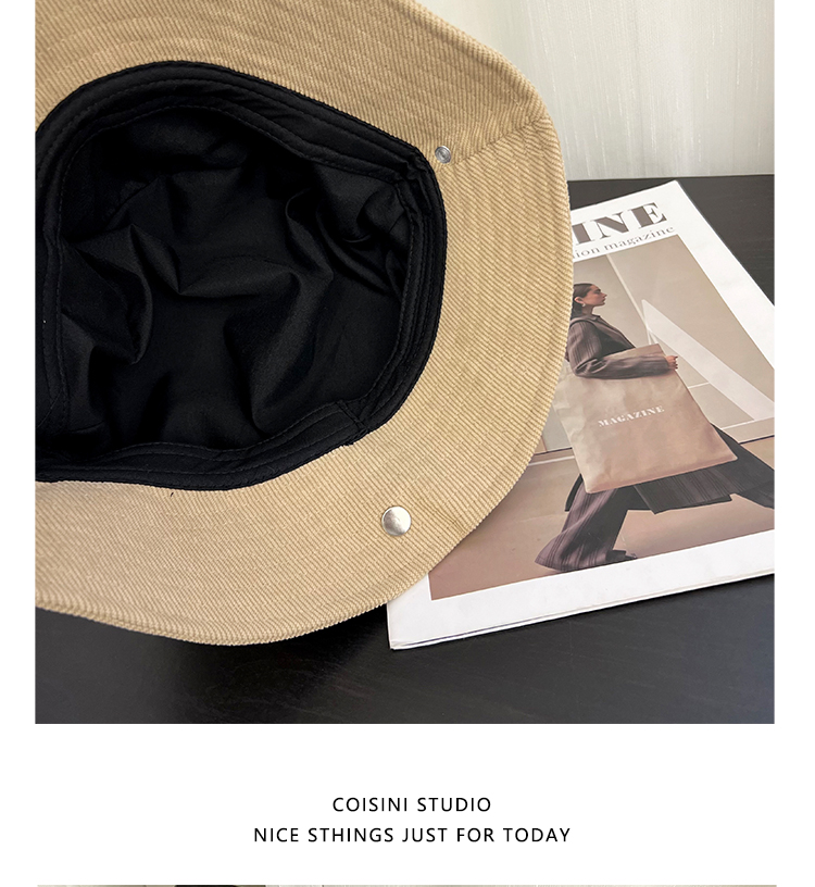 高品质灯芯绒渔夫帽子女秋冬季新款休闲百搭显脸小一帽多戴小礼帽详情41