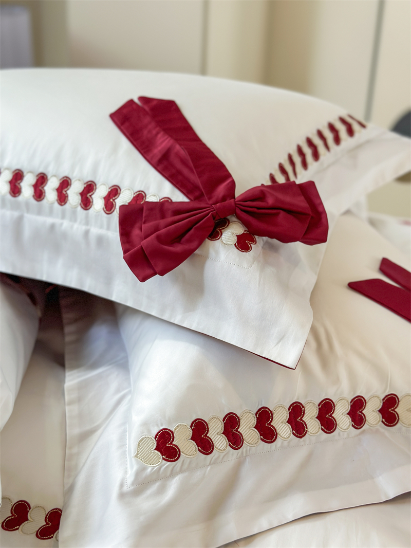 100 pieces of Australian cotton pure cotton four-piece set for wedding, girlish wedding heart, bow embroidery, all-cotton bedding pic 15