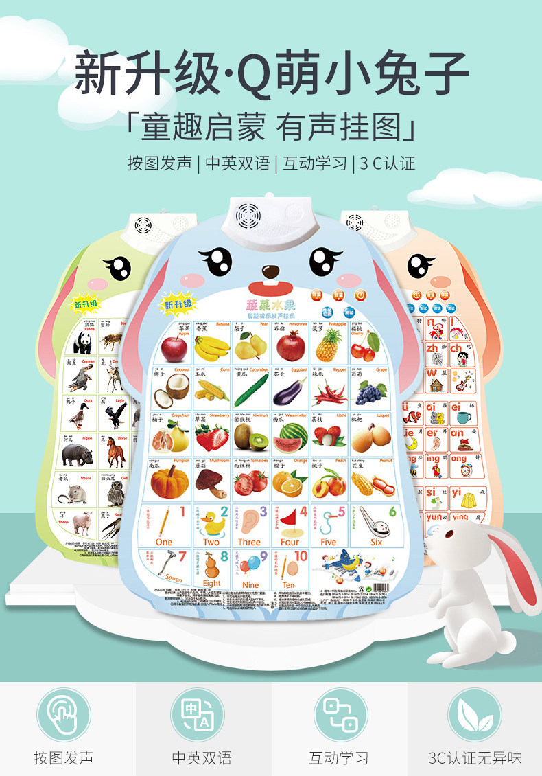 有声早教挂图宝宝识字启蒙拼音学习神器字母表墙贴幼儿园儿童玩具详情1