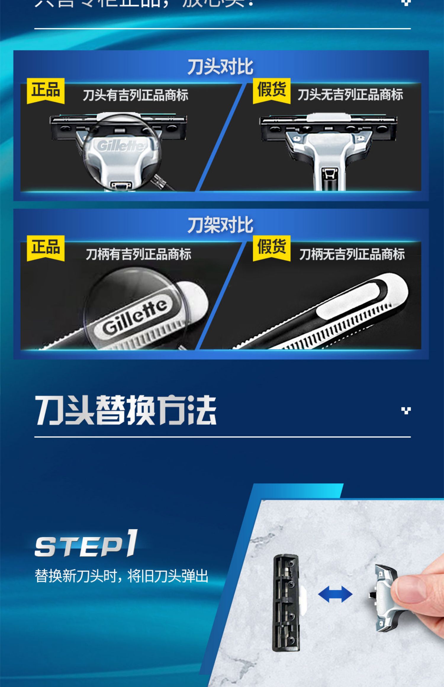 正品吉列威锋旋转双层刀片男士剃须刀手动刮胡刀片吉列刀头3刀头详情7