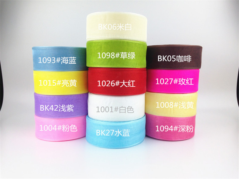 厂家直供4cm宽透明装饰彩带雪纱带发饰丝带礼品包装带多颜色可选详情3