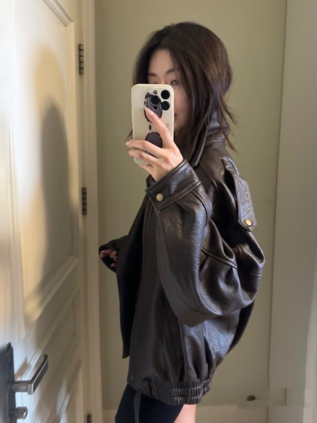 美式复古重工pu皮衣外套女秋季甜酷辣妹oversize高级感机车夹克详情7