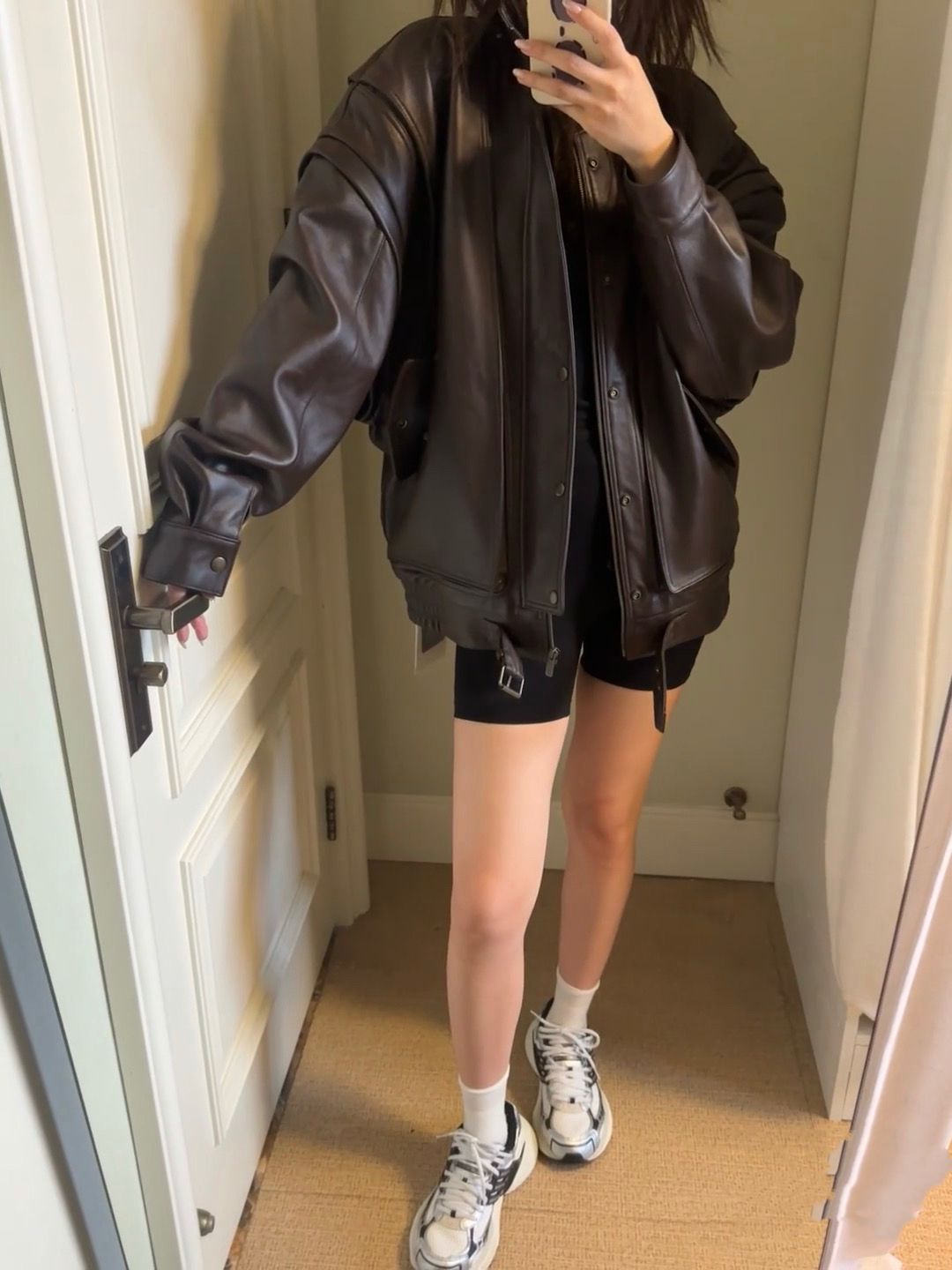 美式复古重工pu皮衣外套女秋季甜酷辣妹oversize高级感机车夹克详情8