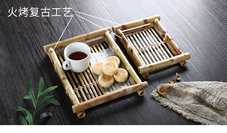 箐楷竹制复古茶托竹编果盘桌面点心盘竹篮竹盘筐方形中国风茶几摆国潮详情2