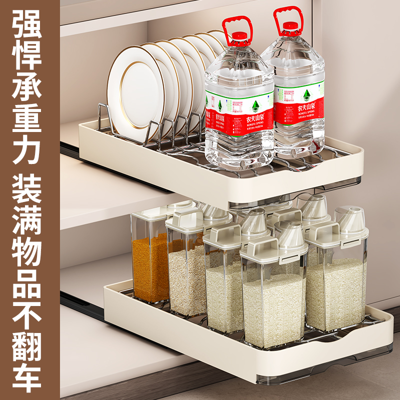 Kitchen bowl rack, pull-out dish storage layer rack, overall cabinet, pull-out basket bowl rack, drawer-type bowl and plate draining storage rack Item Picture