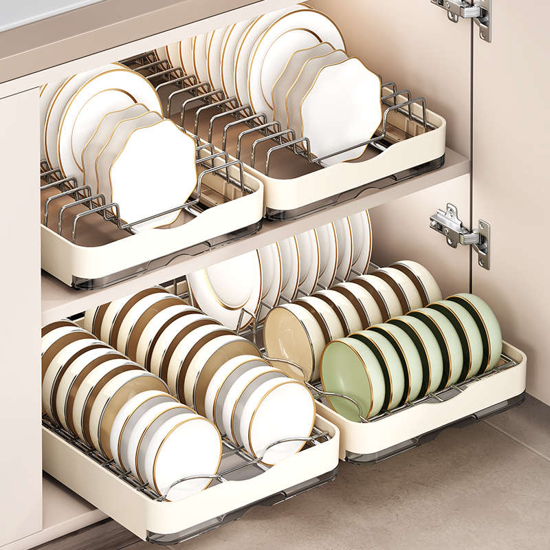 Kitchen bowl rack, pull-out dish storage layer rack, overall cabinet, pull-out basket bowl rack, drawer-type bowl and plate draining storage rack