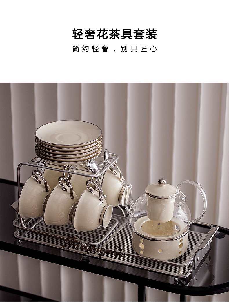 6S Light Luxury heat-resistant glass Flower teapot, herbal tea set, Fruit Teapot set, afternoon tea teapot, tea cups, household items pic 1