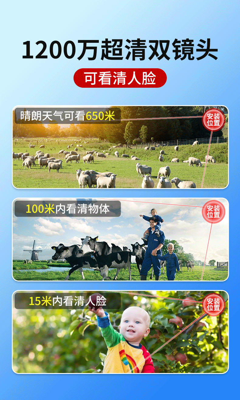 太阳能监控摄像360度无死角手机远程家用户外超清夜视室外摄影头详情30