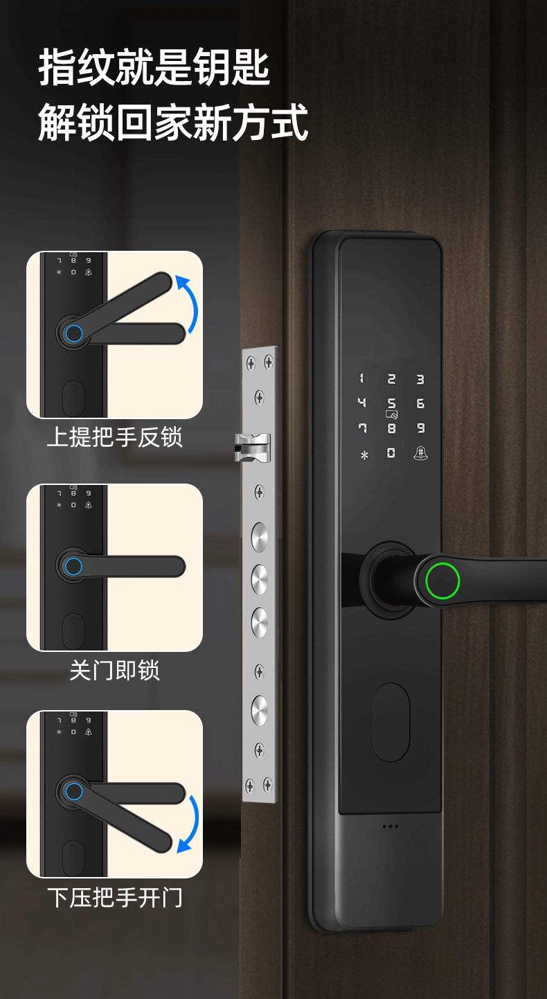 قفل الباب الذكي الأسود يدعم التحكم عن بعد في APP Doorlock pic 14