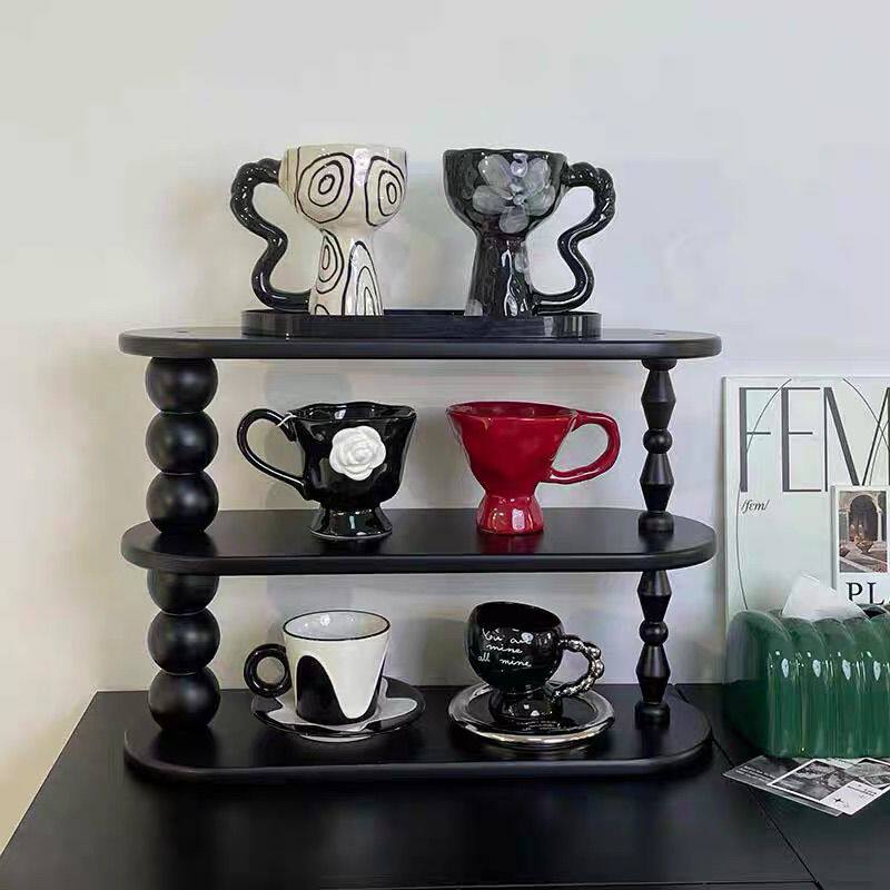 Simple desktop cup holder, storage rack, multi-layer coffee cup holder, tea cup and water cup storage layer rack, Chinese tea set display rack Item Picture