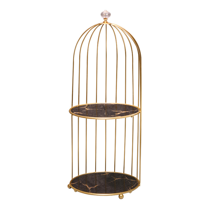 Nordic iron birdcage jewelry storage rack, girls' dormitory dressing table, makeup and skin care products, double-layer wedding shoe rack Item Picture