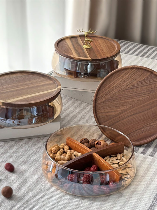 玻璃水果盘客厅茶几家用精致高颜值干果糖果零食摆放盘子摆放坚果